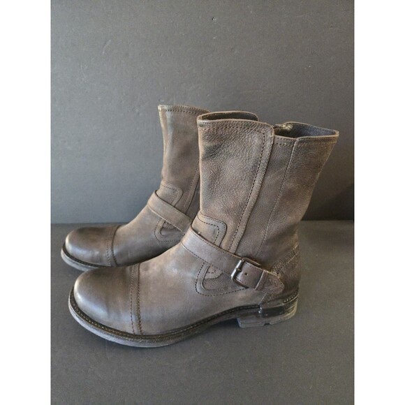 Kenneth Cole Reaction RevTheEngine 10 Men Brown Leather SideZip Motorcycle Boots main image 6